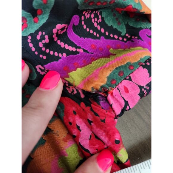 Vintage 60s Doreen Lok Floral Silk Kaftan Asian Dress READ FLAWS - Picture 11 of 13